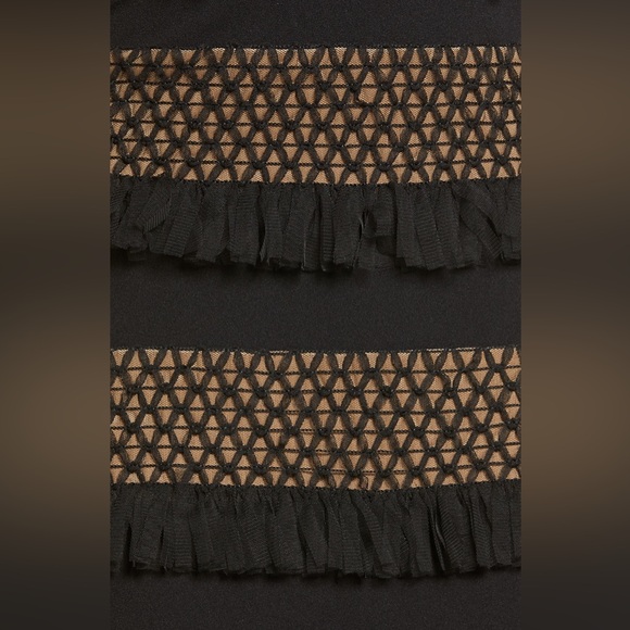 Tadashi Shoji Black Plunge Neck Tiered Ruffle Mini Cocktail Dress - Picture 6 of 13